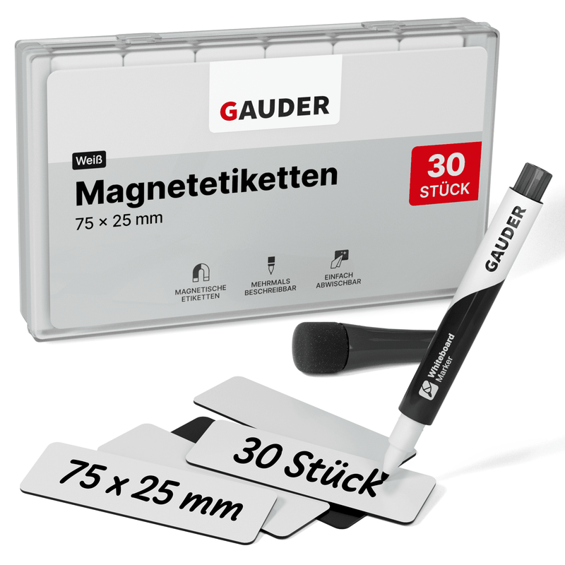 30x Beschreibbare Magnetstreifen - 75 mm x 25 mm