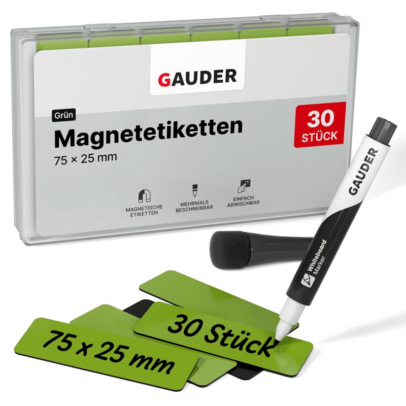 30x Beschreibbare Magnetstreifen - 75 mm x 25 mm