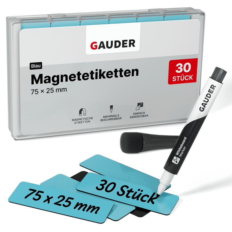 30x Beschreibbare Magnetstreifen - 75 mm x 25 mm