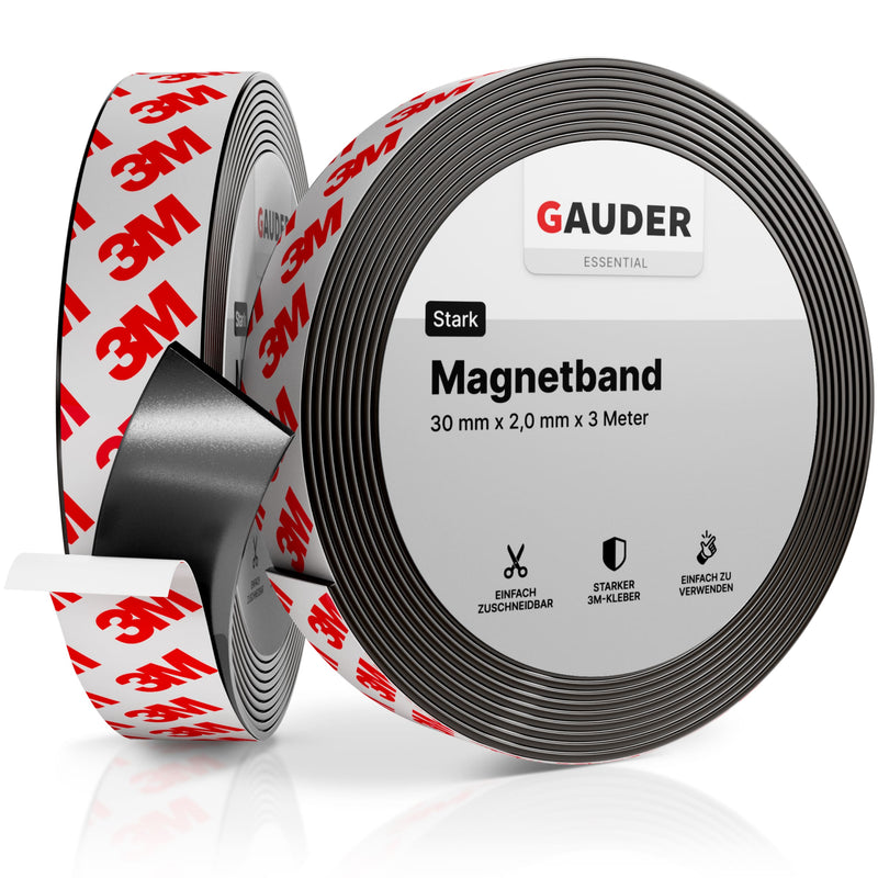 Magnetband einseitig selbstklebend mit 3M-Kleber (30mm x 2mm)