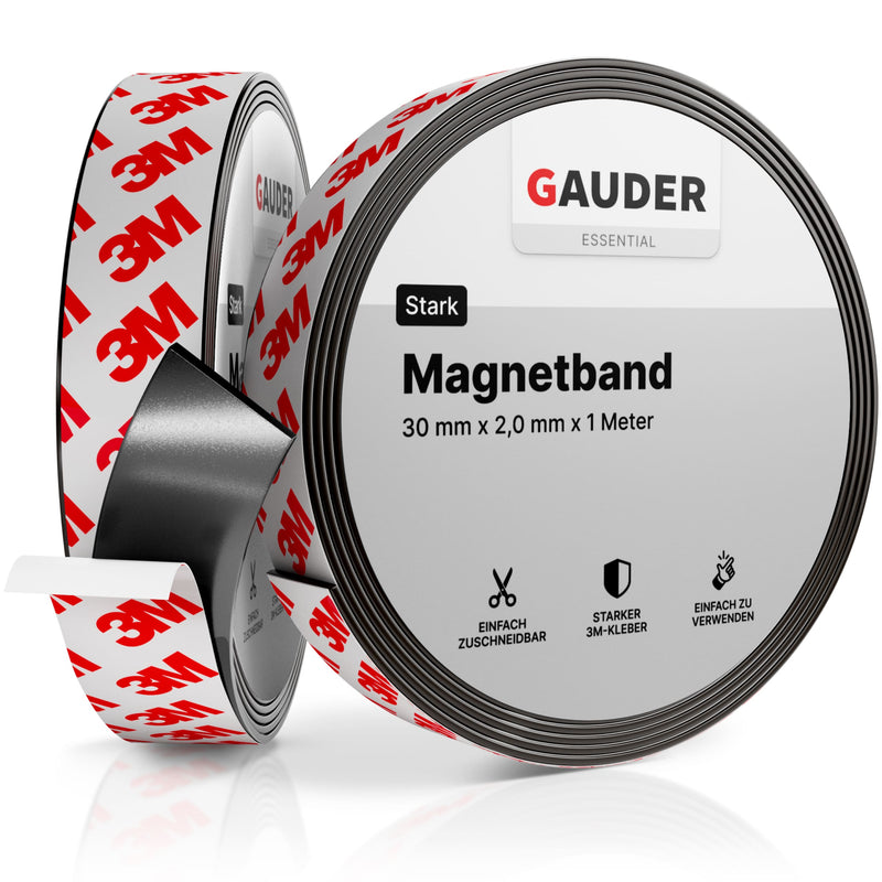 Magnetband einseitig selbstklebend mit 3M-Kleber (30mm x 2mm)
