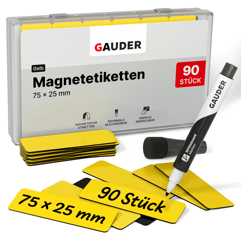 90x Beschreibbare Magnetstreifen - 75 mm x 25 mm