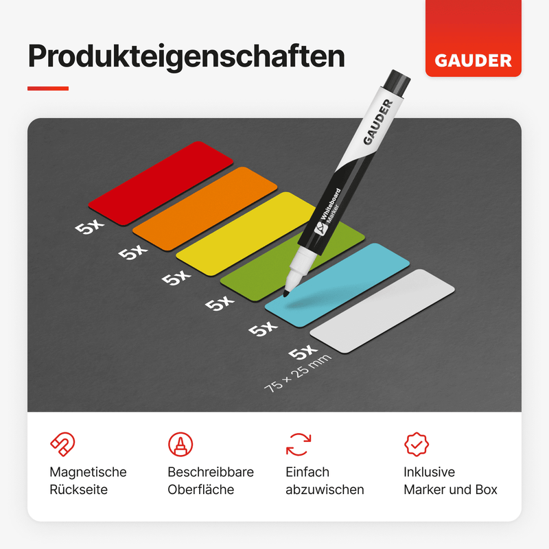 Dry-erase magnetic labels - 75 mm x 25 mm