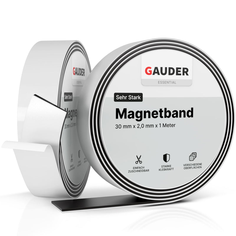 Magnetband einseitig selbstklebend mit Schaumstoff-Kleber (30mm x 2mm)