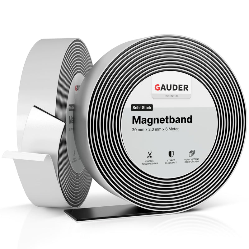 Magnetband einseitig selbstklebend mit Schaumstoff-Kleber (30mm x 2mm)