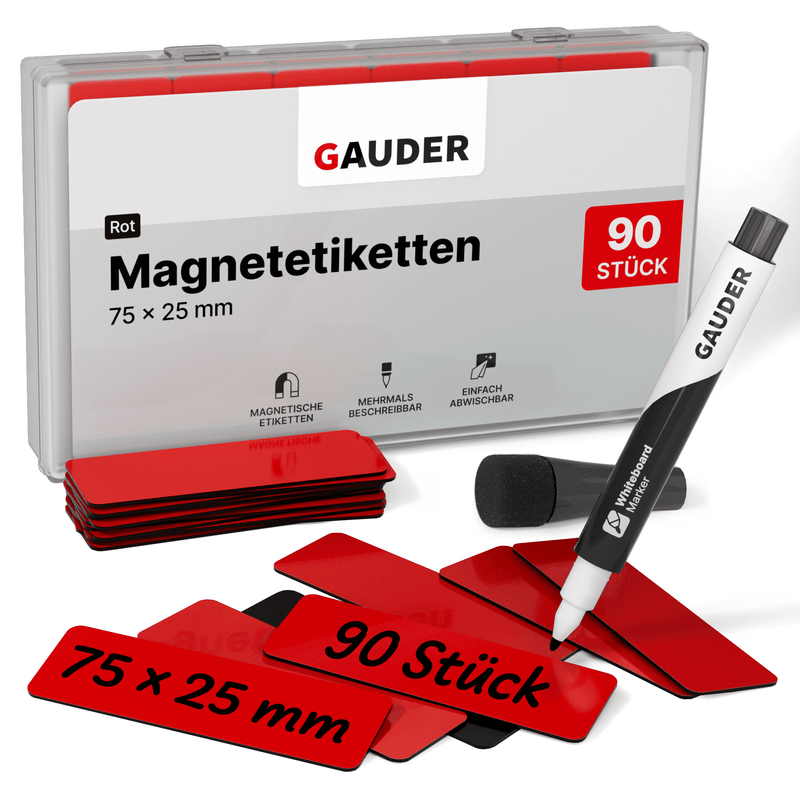 90x Beschreibbare Magnetstreifen - 75 mm x 25 mm