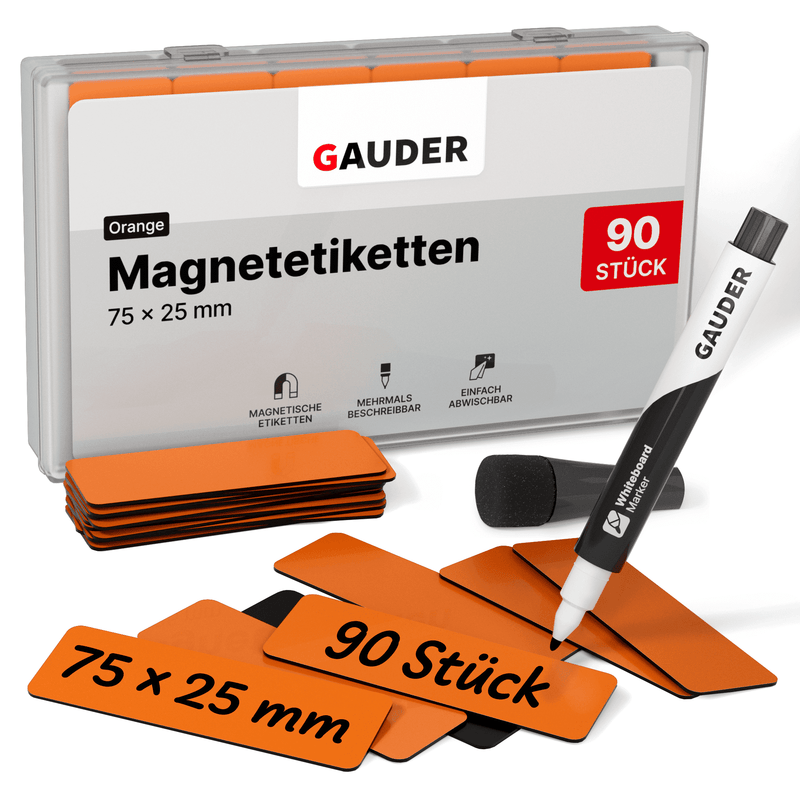 90x Dry-Erase Magnetic Labels - 75 mm x 25 mm