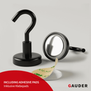 Set of Black Magnetic Hooks with Adhesive Pads